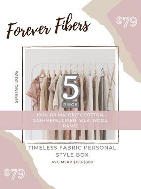 FOREVER FIBERS 5 Piece Natural Fabric Capsule Mystery Box, Cotton/Linen/Cashmere